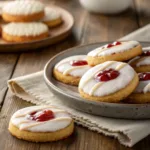 Empire Cookies on a plate with jam filling