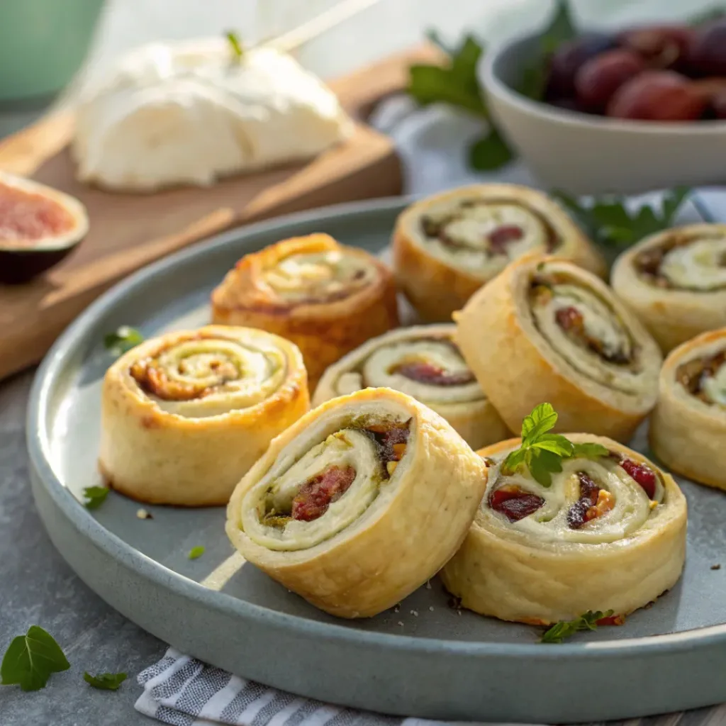 Fig and Goat Cheese Pinwheels on platter