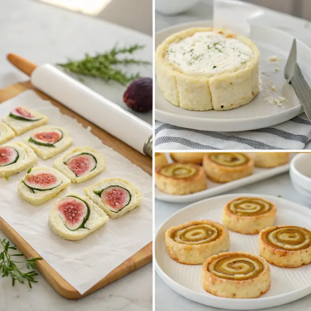 Step-by-step Fig and Goat Cheese Pinwheels