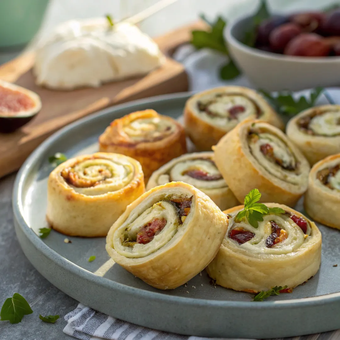 Fig and Goat Cheese Pinwheels on platter