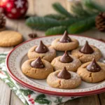 Gingerbread blossom cookies with chocolate kisses