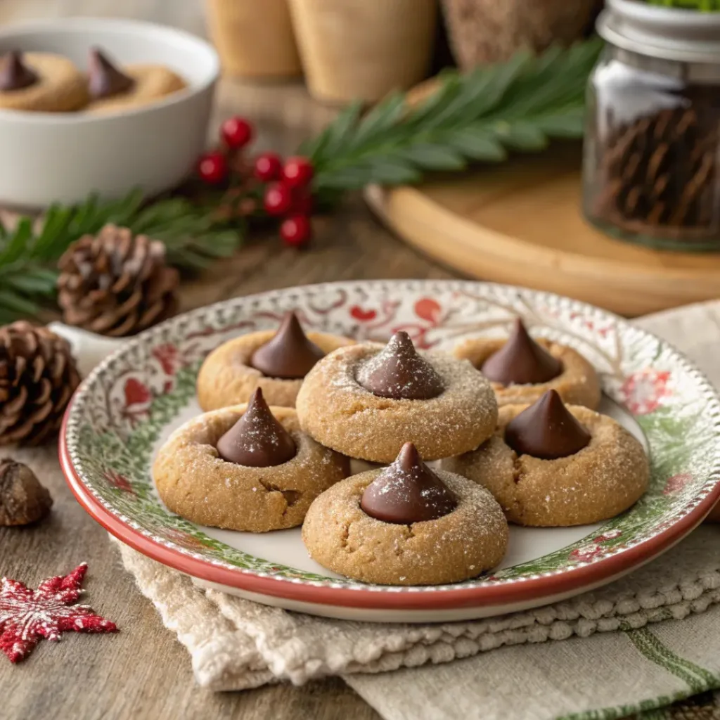 Gingerbread blossom cookies served with hot cocoa