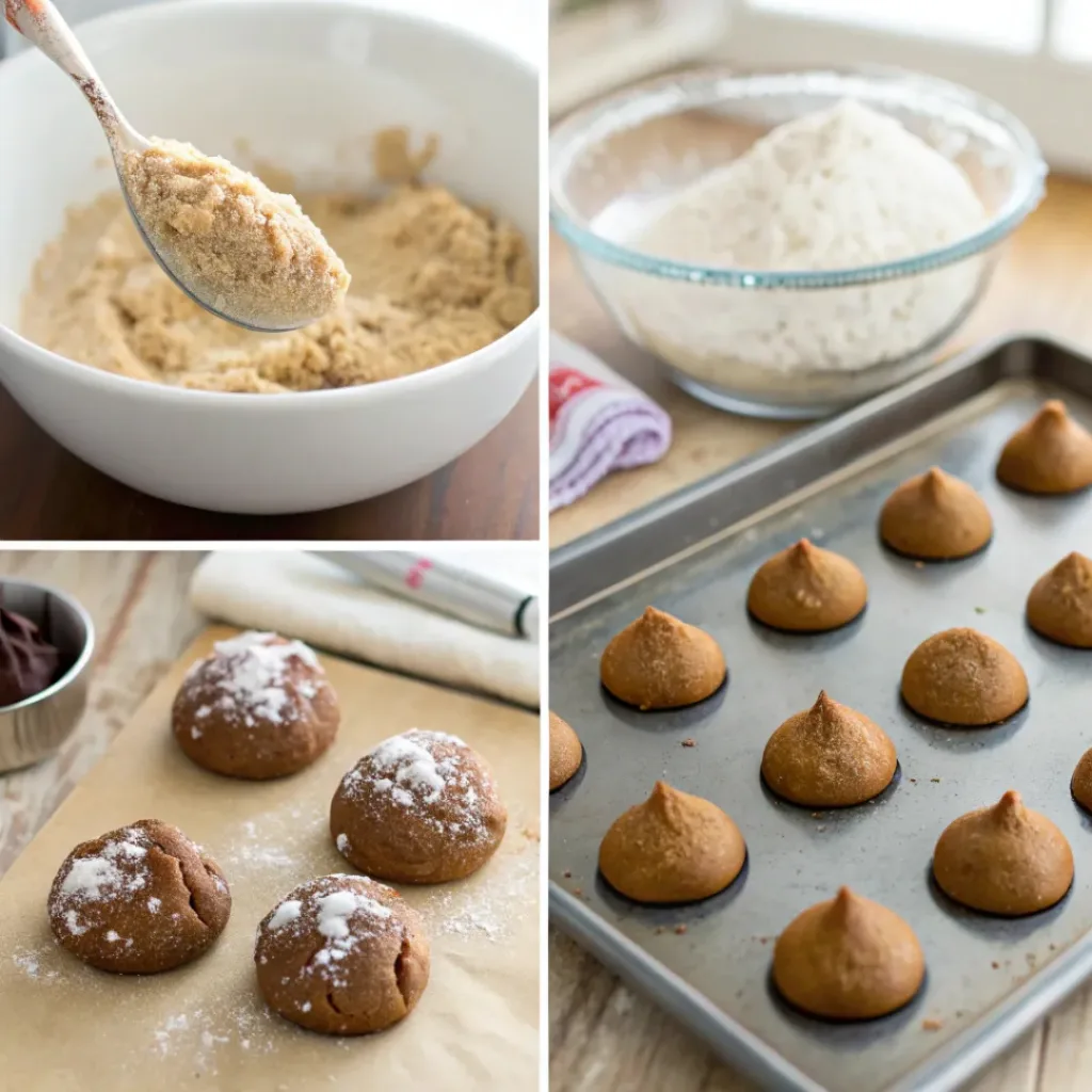 Step-by-step gingerbread blossom cookies process