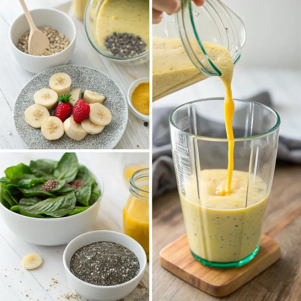 High‑Protein Green Smoothie – Nutritious & Energizing 7 Step-by-step collage of making green smoothie
