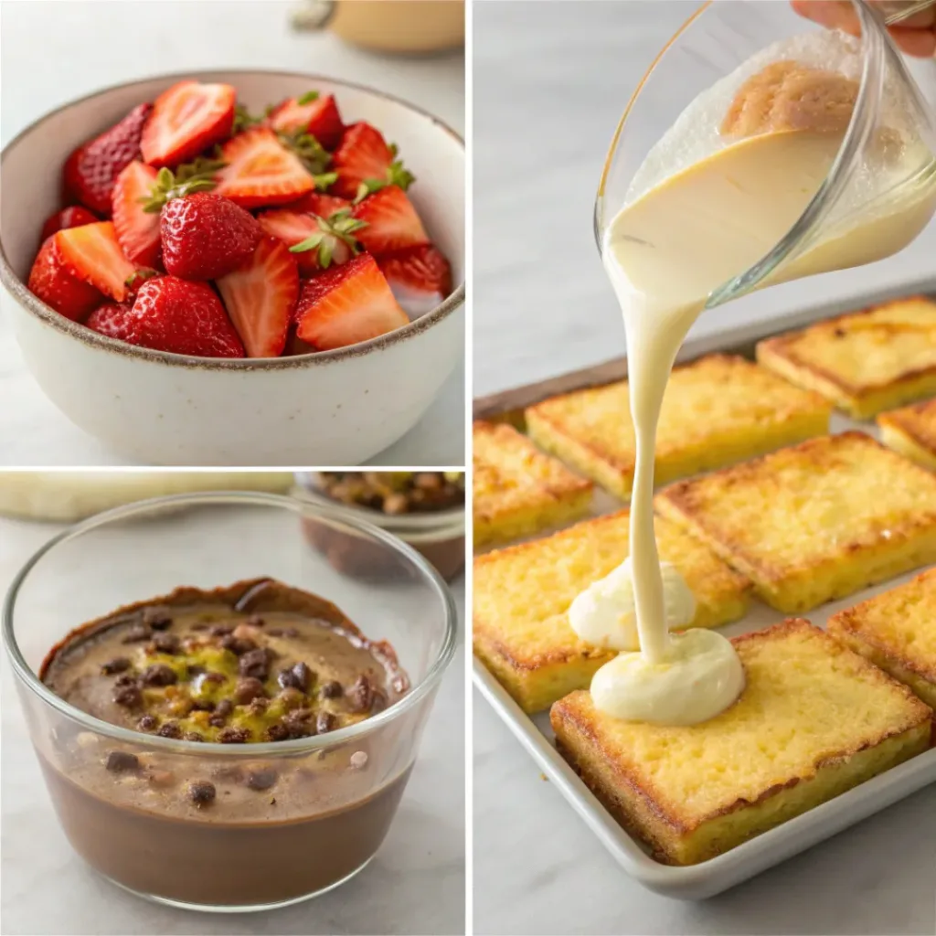 Dubai Chocolate Strawberry Cup – Pistachio Crunch Dessert 7 Step-by-step collage of chocolate strawberry pistachio cup
