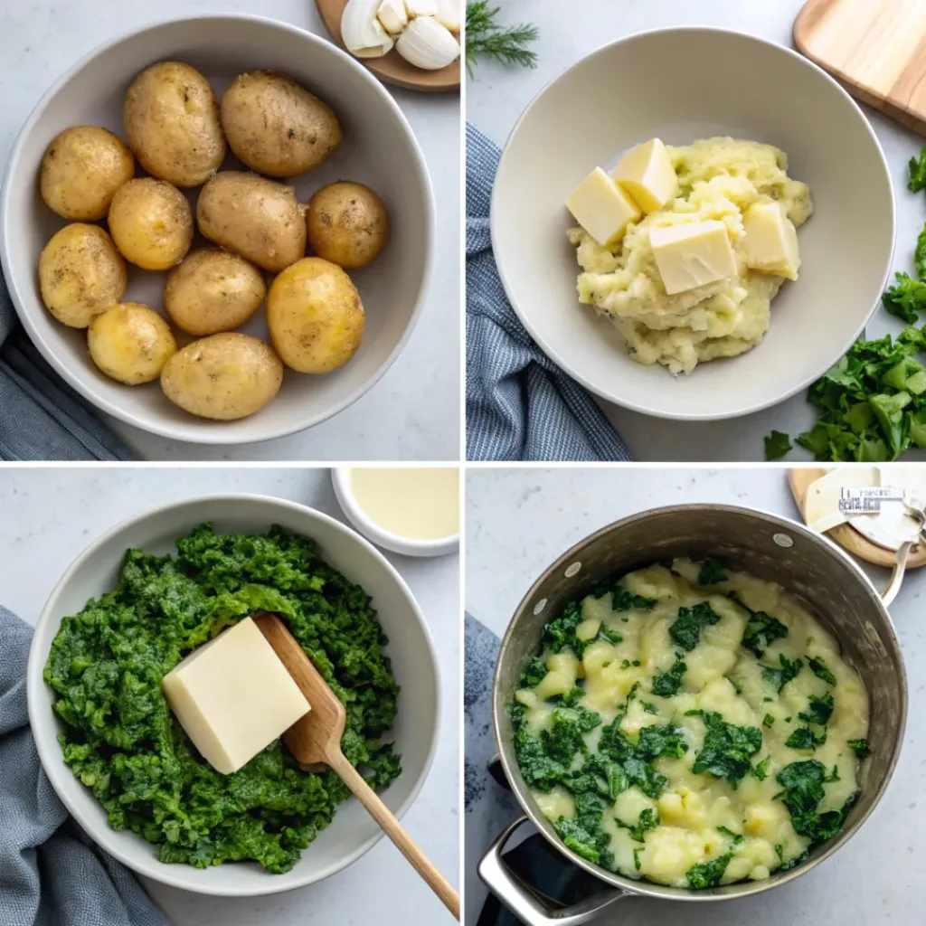 Step-by-step preparation of Irish colcannon