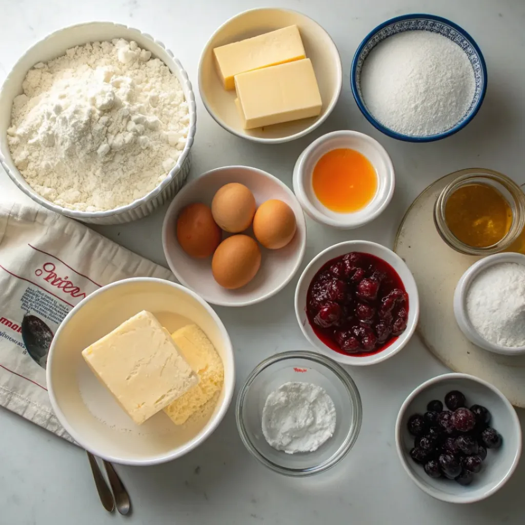 Kolacky Cookies ingredients flat lay