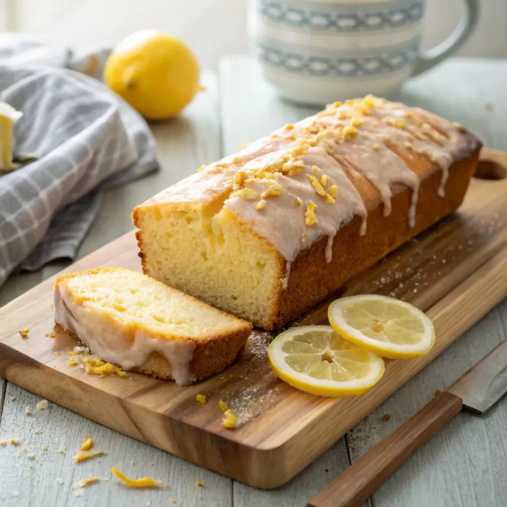 Lemon Loaf on cutting board