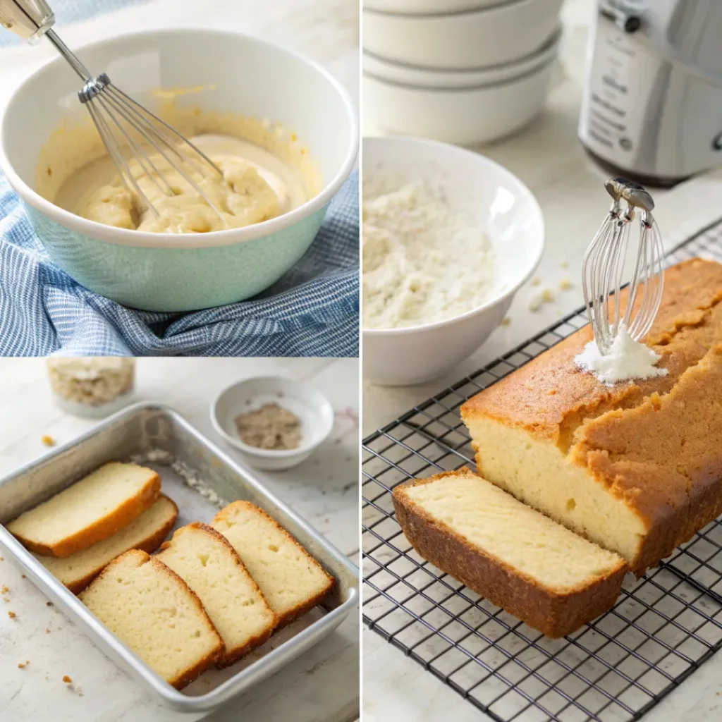 Lemon Pound Cake – Moist, Zesty & Classic Dessert 7 Step-by-step collage showing preparation of Lemon Pound Cake.
