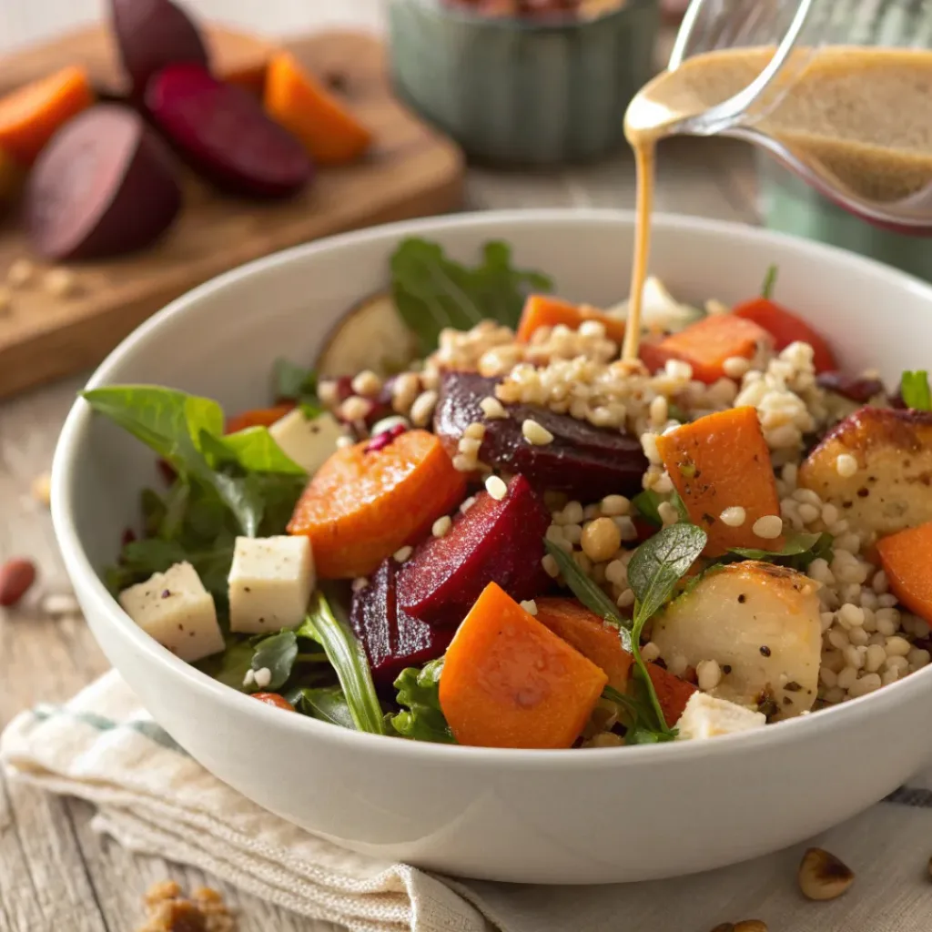 Light Winter Salad with Roasted Veggies and Grains 8 Served Light Winter Salad