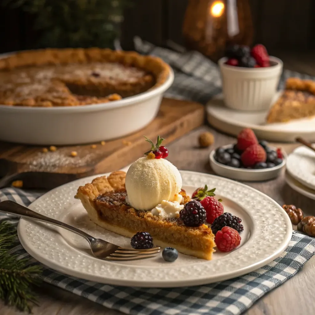 Maple Syrup Pie served with whipped cream