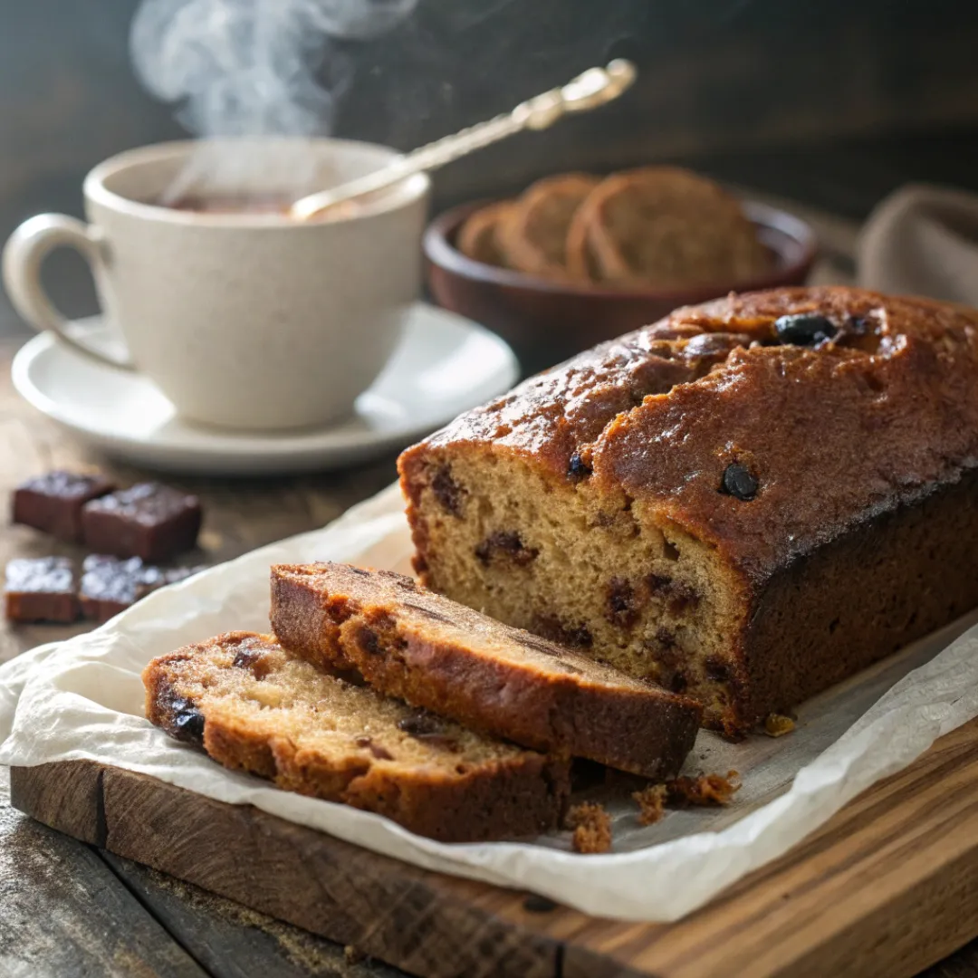 Close-up of soft and tender Moist Date Cake slices