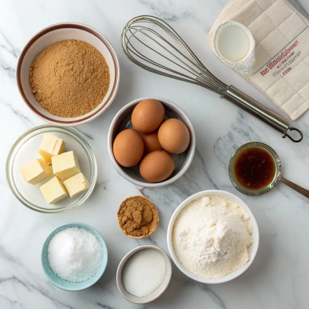 Old‑Fashioned Brown Sugar Icebox – Classic & Chewy Cookies 6 Old-Fashioned Brown Sugar Icebox Cookies ingredients flat lay