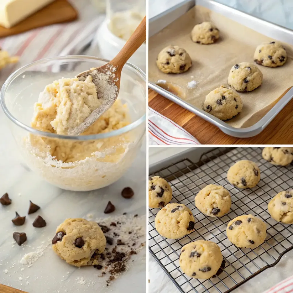 Orange Chocolate Chip Ricotta Cookies 7 Step-by-step collage of making orange chocolate chip ricotta cookies