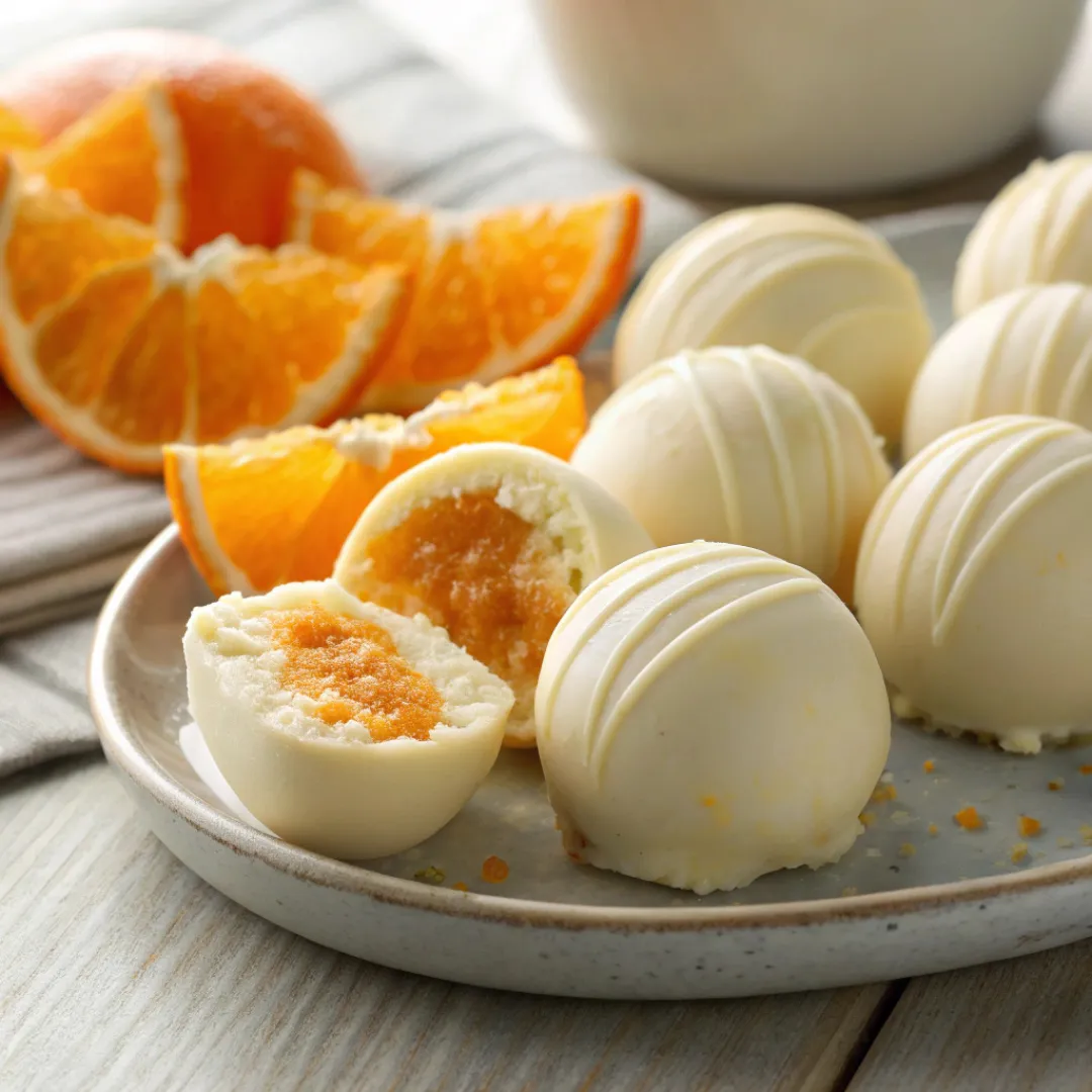 Orange Creamsicle Truffles on plate