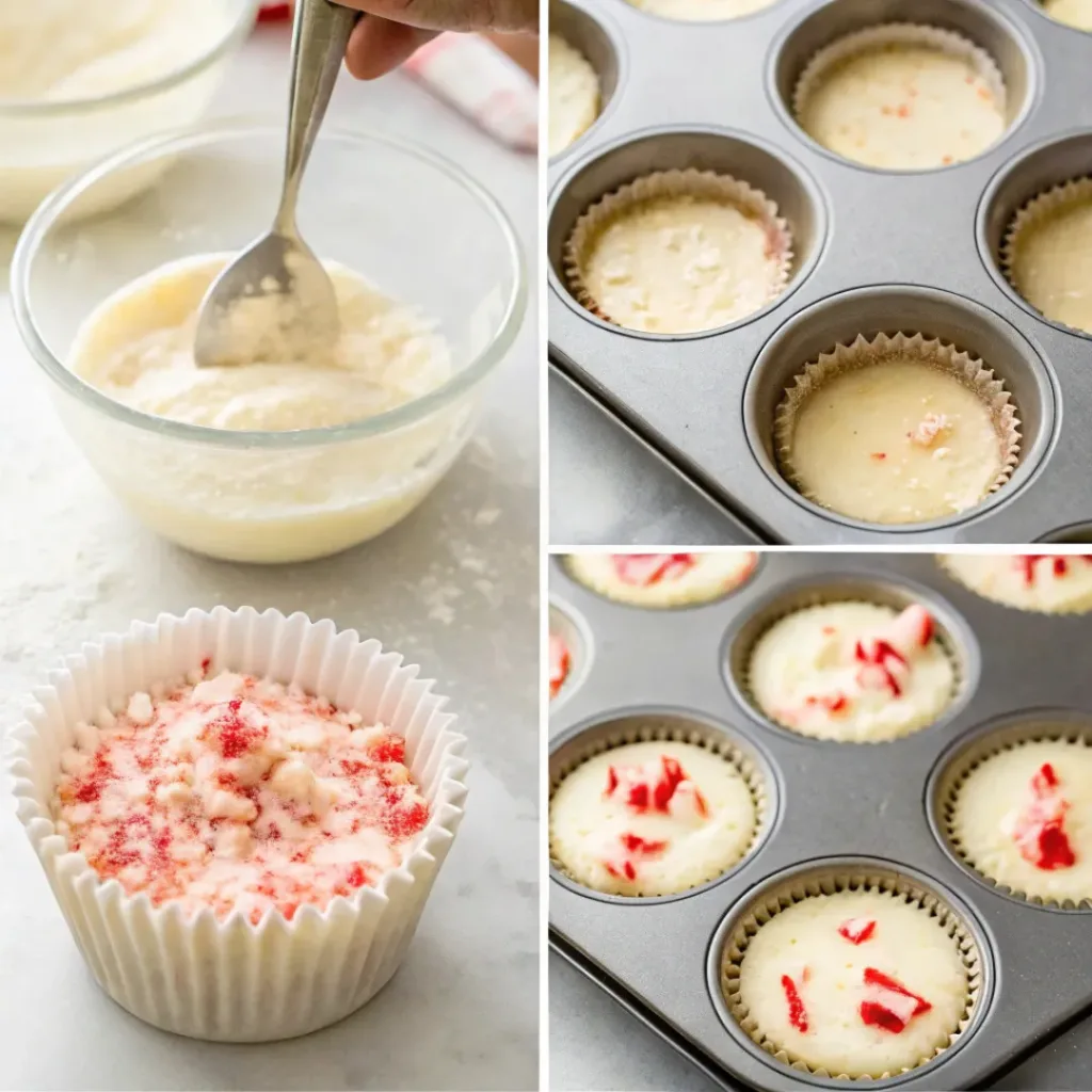 Peppermint Cheesecake Bites – Creamy & Festive Treats 7 Step-by-step collage of making peppermint cheesecake bites