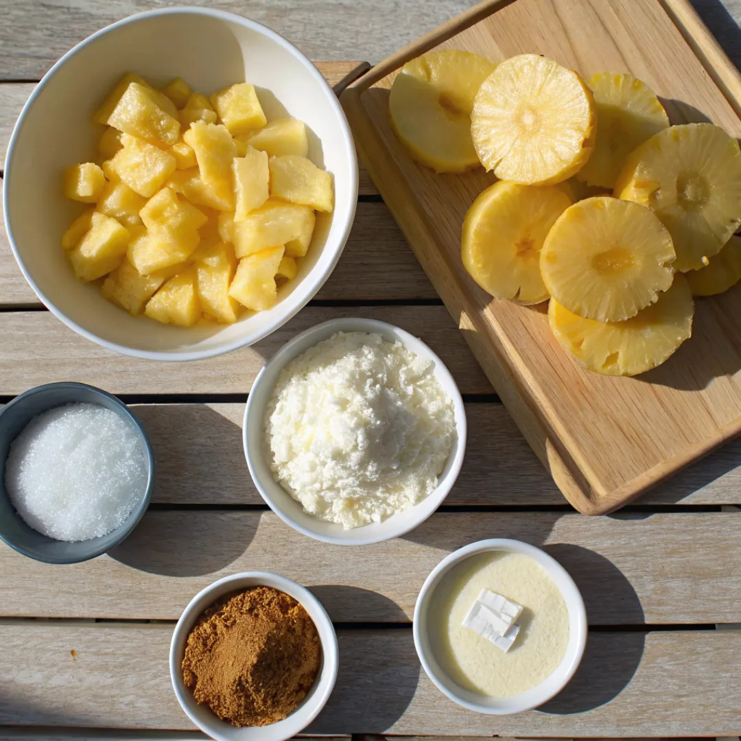 Flat lay of Pineapple Balls ingredients