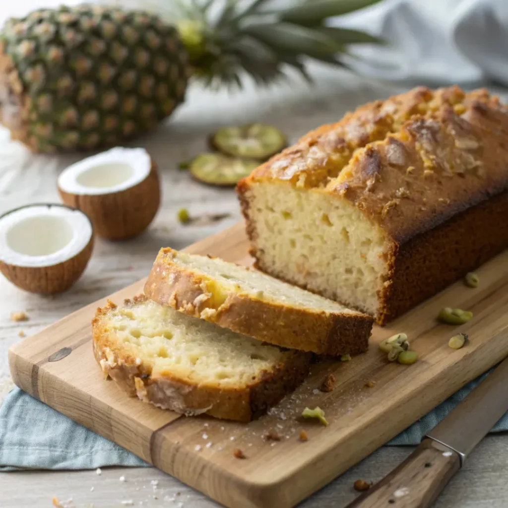 Pineapple Coconut Bread loaf