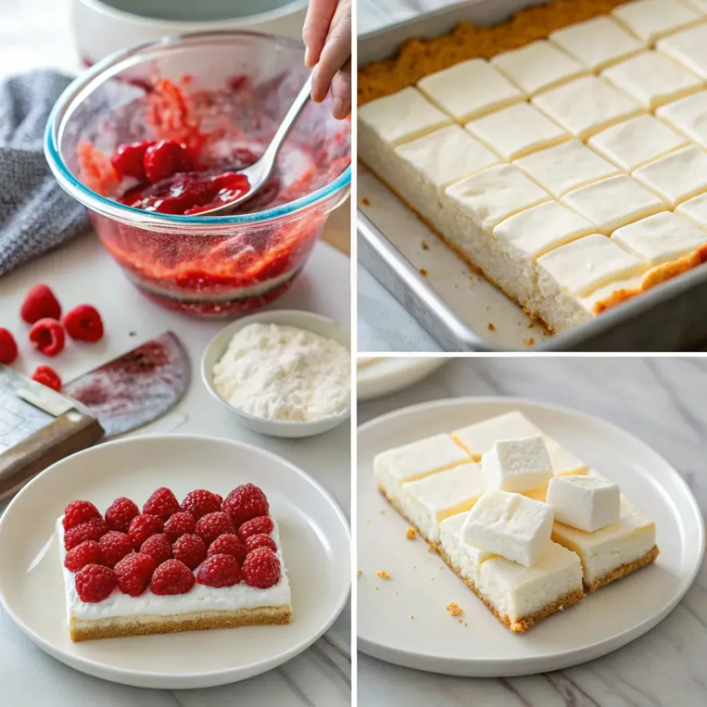 Step-by-step Raspberry Marshmallow Slice