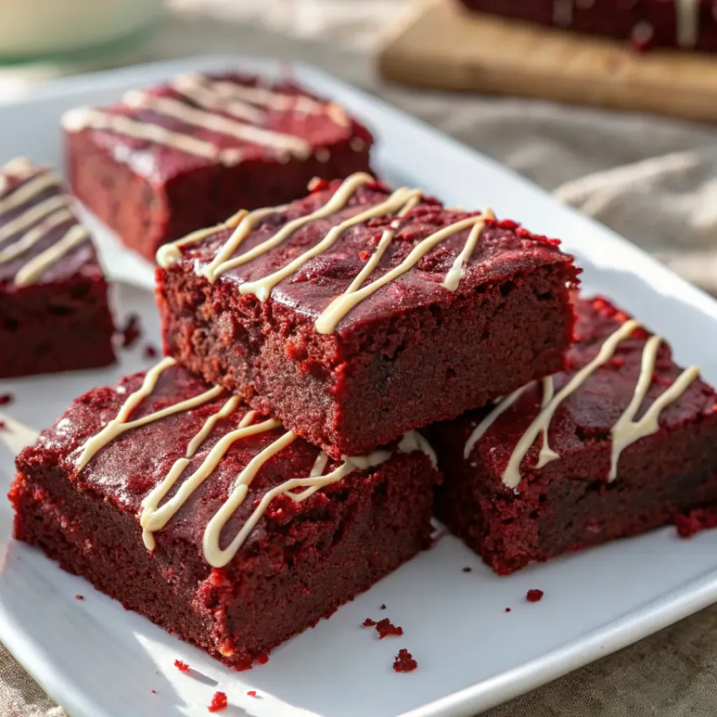 Red Velvet Brownies on a plate