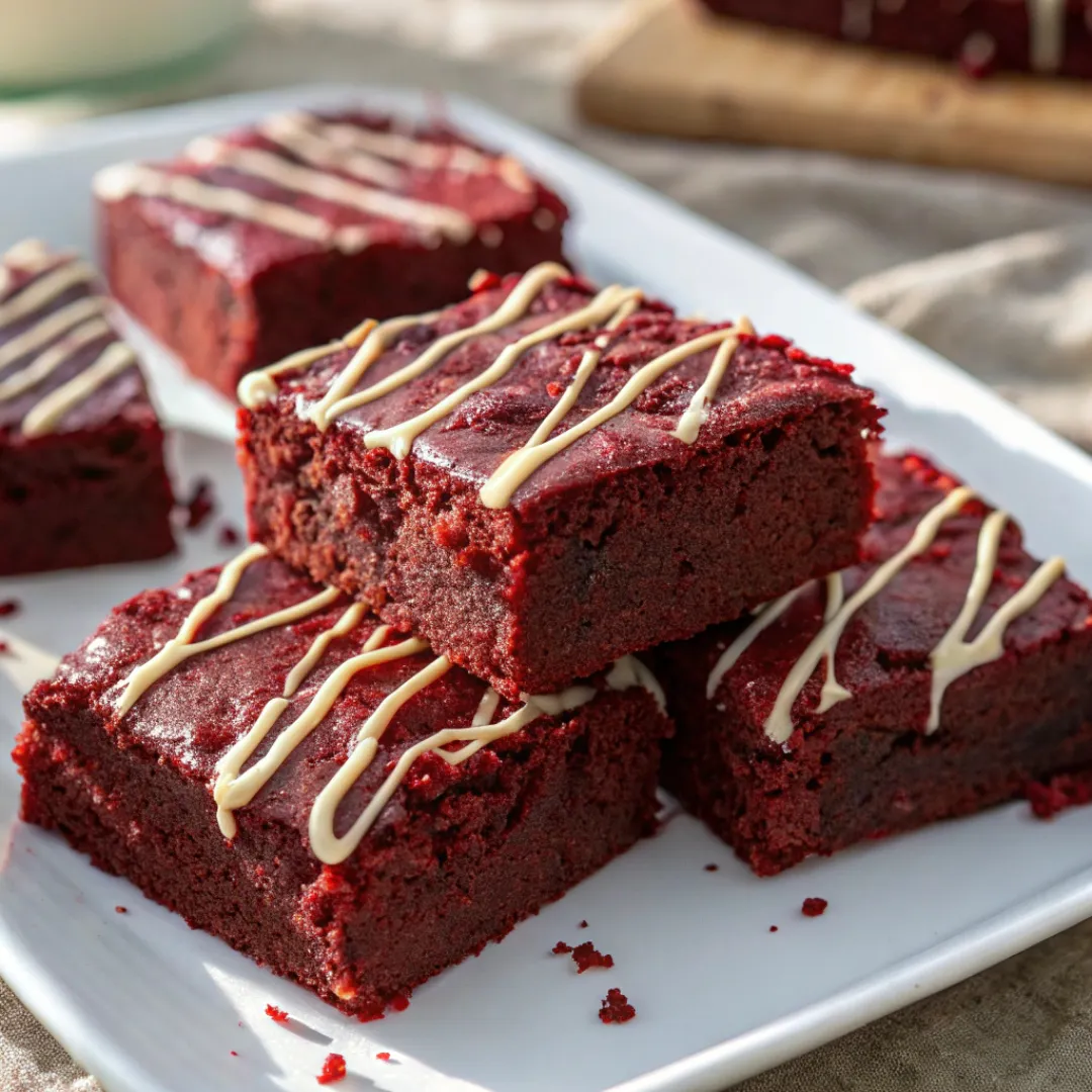Red Velvet Brownies on a plate