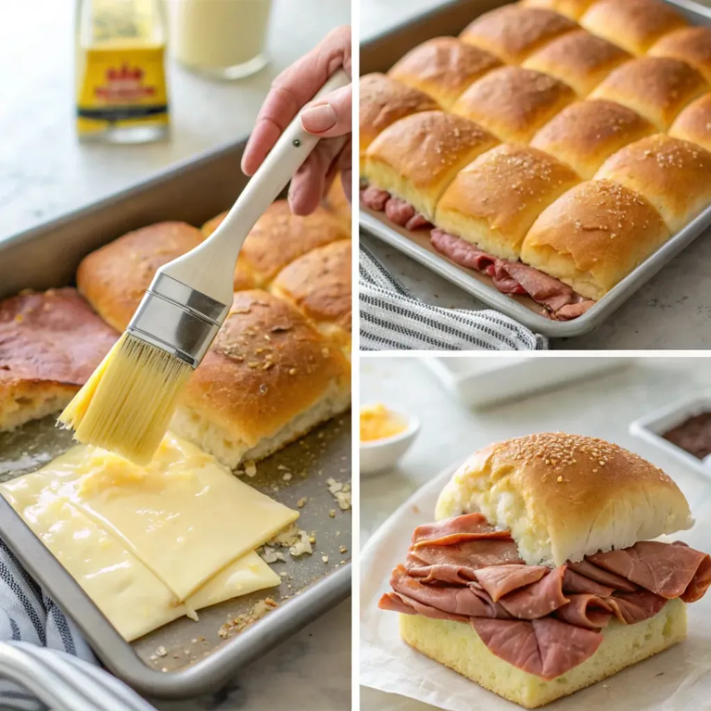 Roast Beef Sliders ingredients flat lay