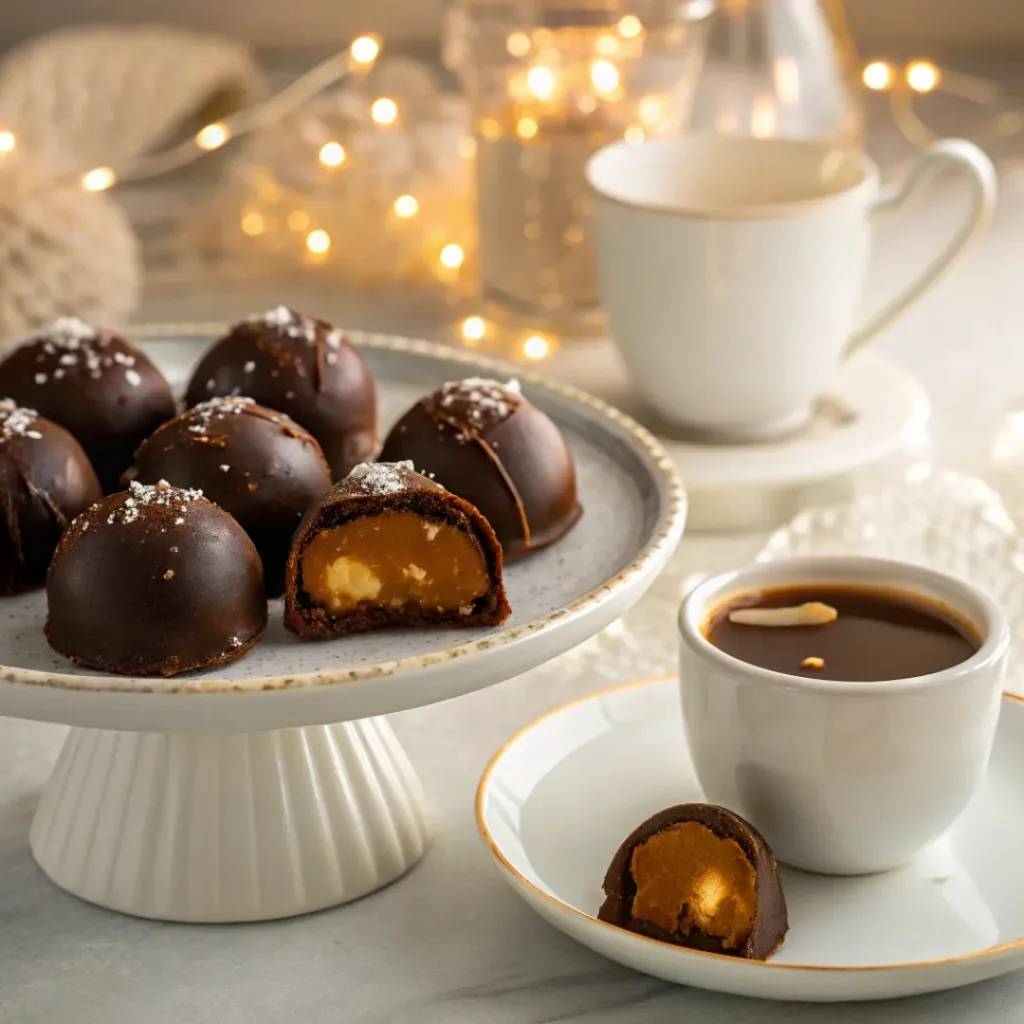 Salted Caramel Truffles served with coffee