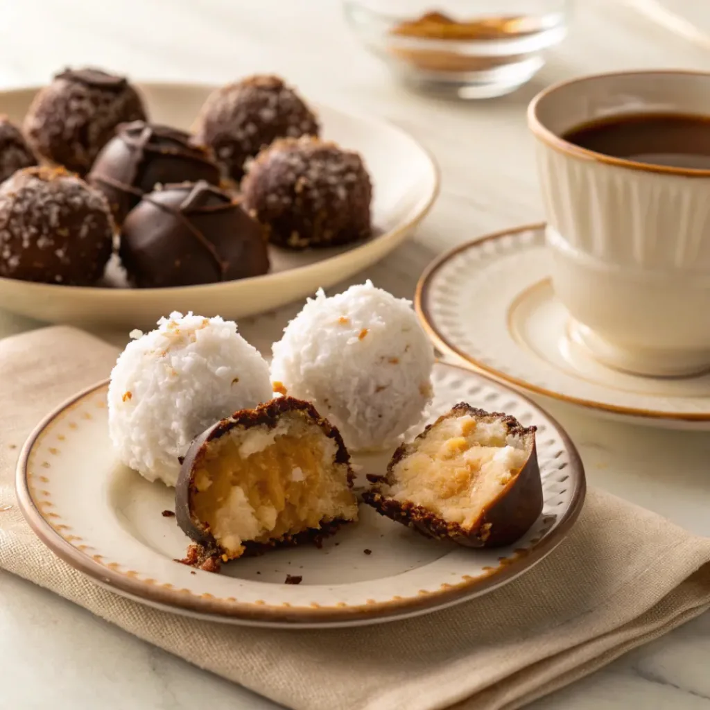Samoa truffles served with coffee