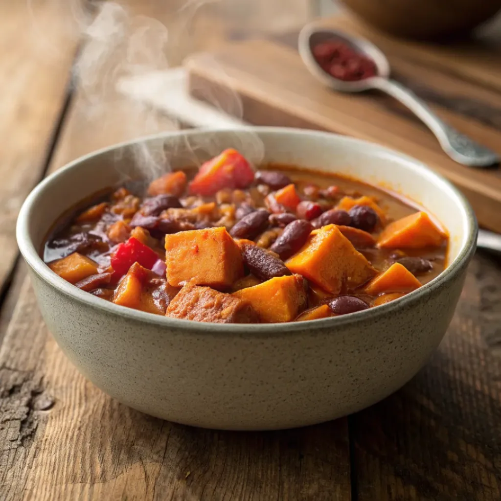 Slow Cooker Sweet Potato Chili in a bowl