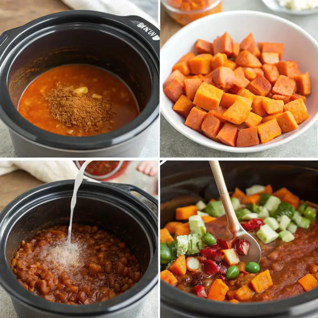 Step-by-step Slow Cooker Sweet Potato Chili process