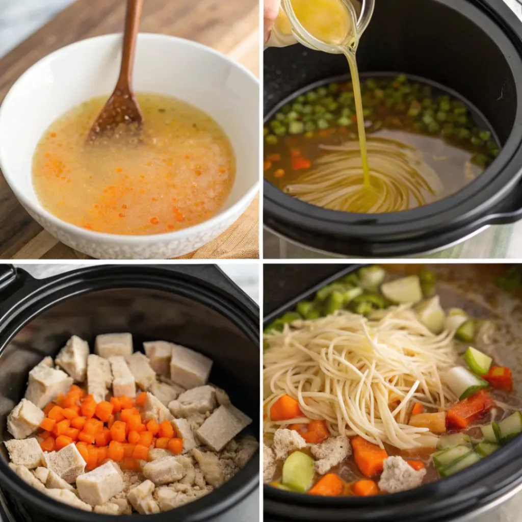 Step-by-step Slow Cooker Turkey Noodle Soup process