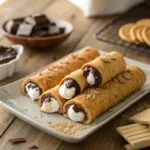 Gooey S’mores Roll-Ups on a plate