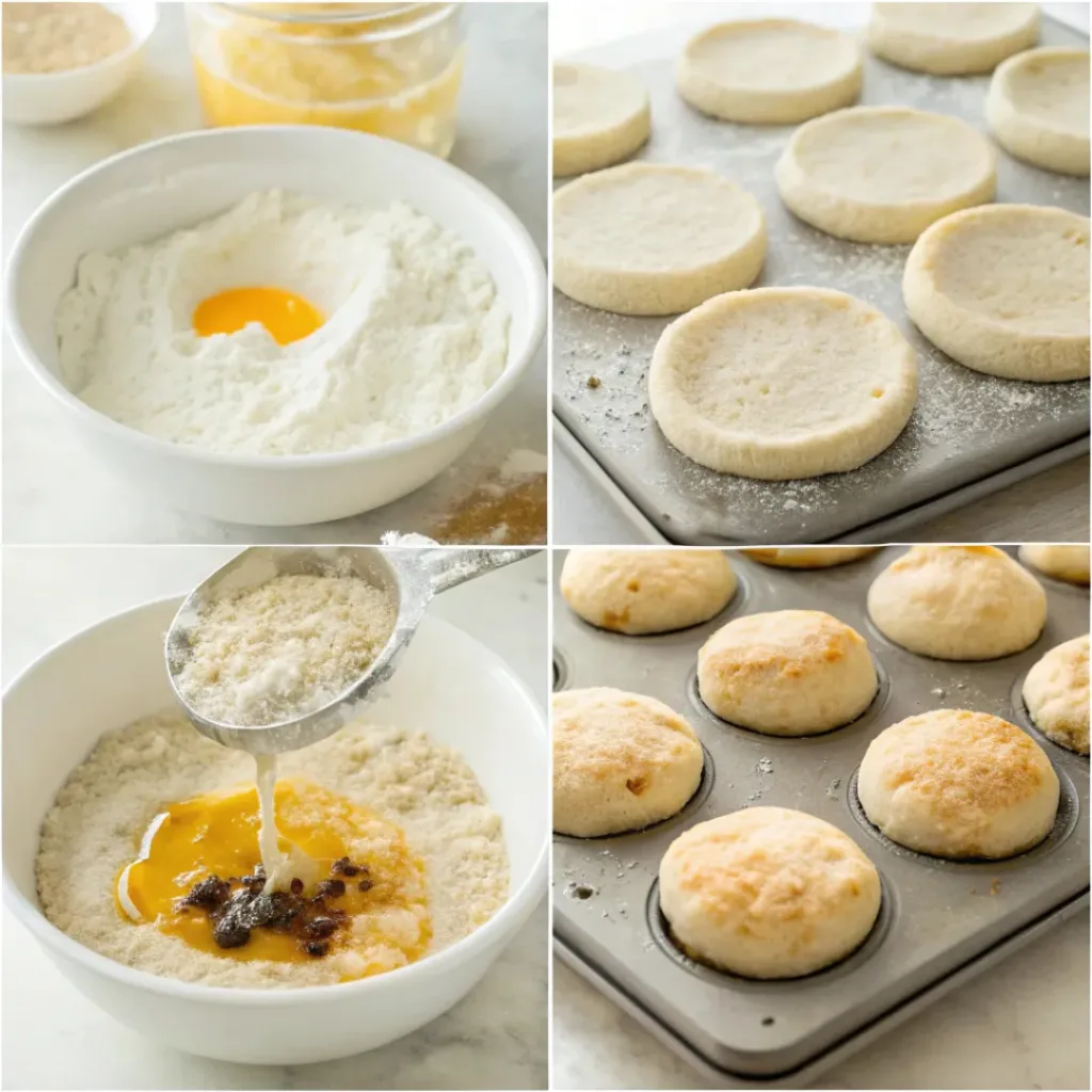 Step-by-step Sourdough English Muffins process