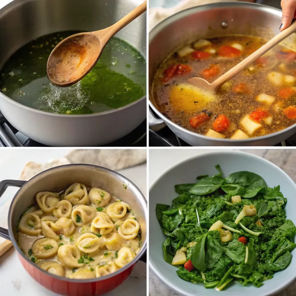 Step-by-step Spinach Tortellini Soup process