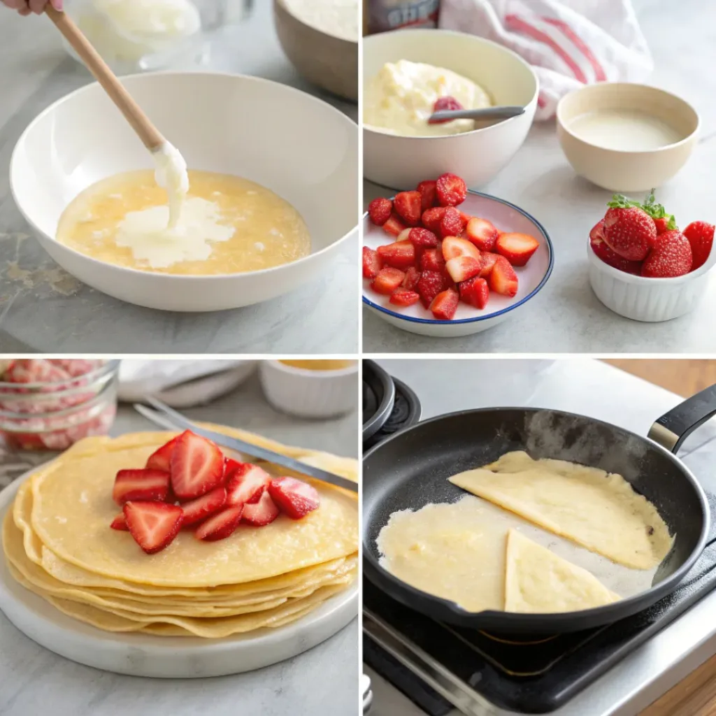 Step-by-step Strawberry Cream Crepes process