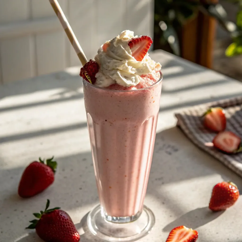 Strawberry Milkshake in glass