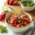 Fresh strawberry salsa in a bowl