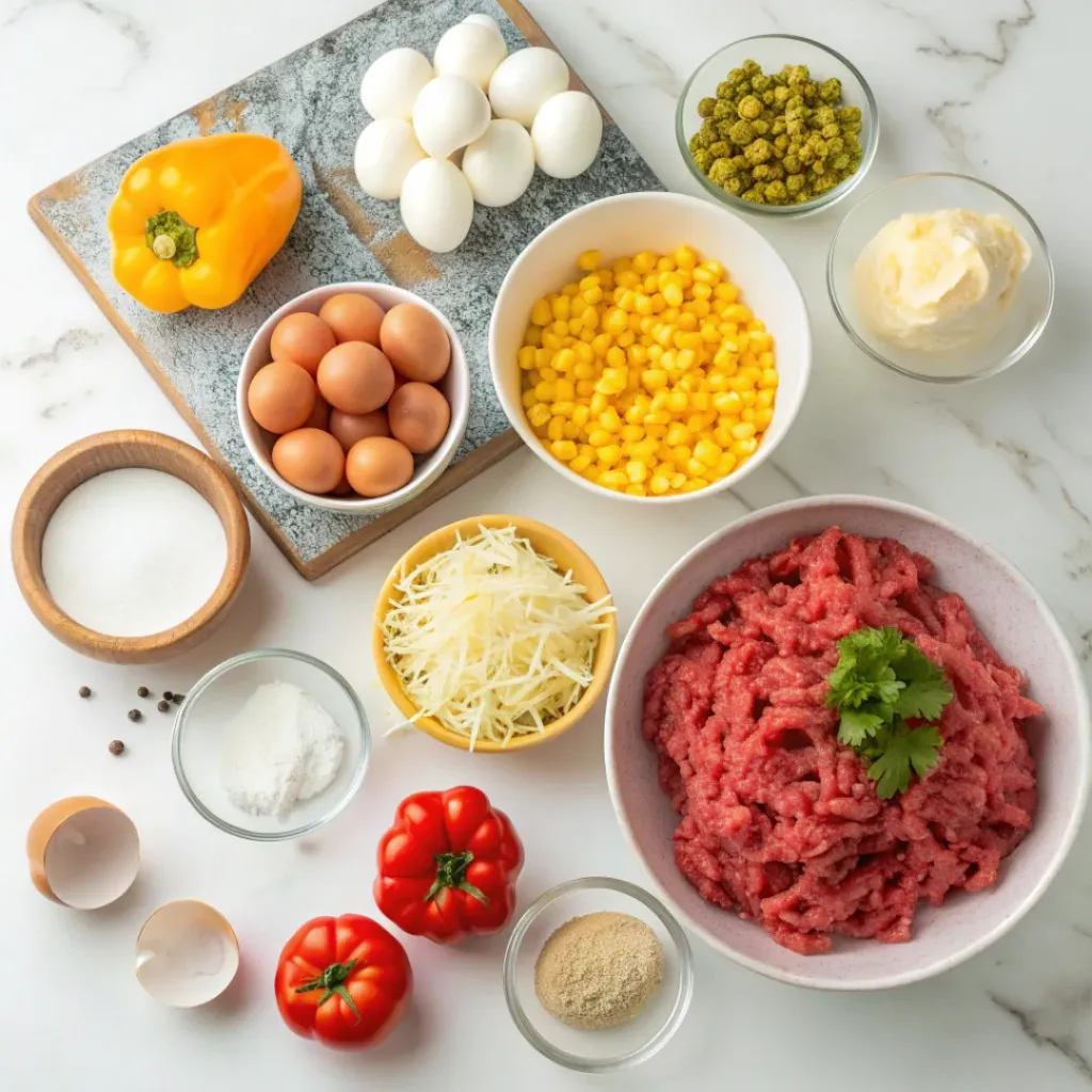 Tamale Pie – Easy One-Pan Comfort Dinner 6 Tamale Pie ingredients flat lay