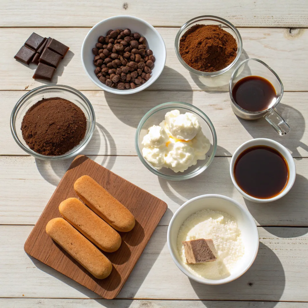 Flat lay of Tiramisu Truffles ingredients
