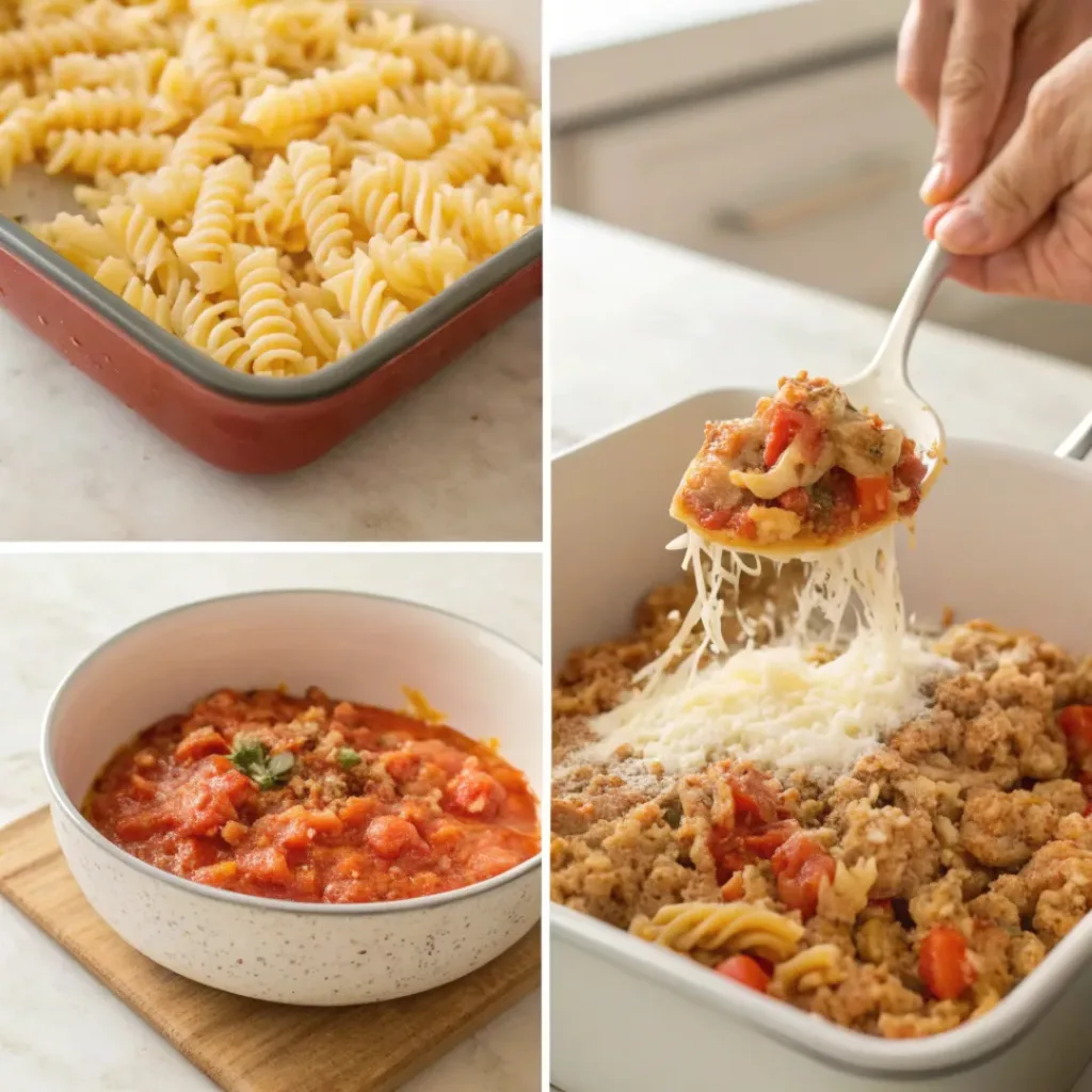 Step-by-step Tomato and Tuna Pasta Bake process