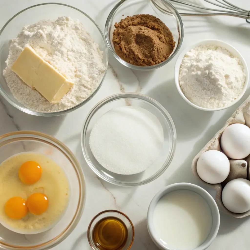 Vanilla Cupcakes ingredients flat lay