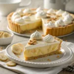 Banana crème pie with whipped cream and banana slices