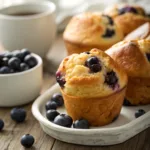 Golden blueberry popovers fresh from the oven