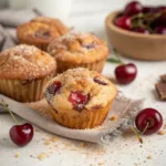 Cherry cobbler muffins with cinnamon sugar topping