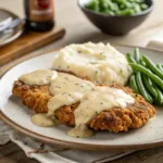 Chicken fried steak with creamy gravy and sides