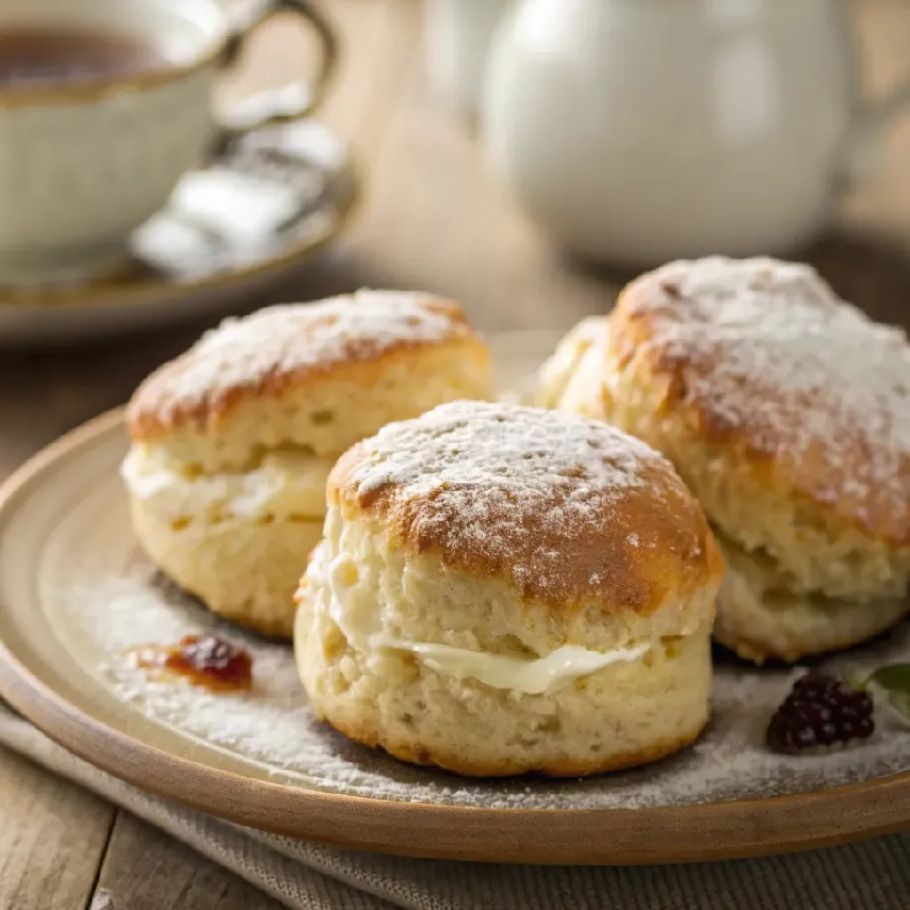Classic sweet cream scones on a plate