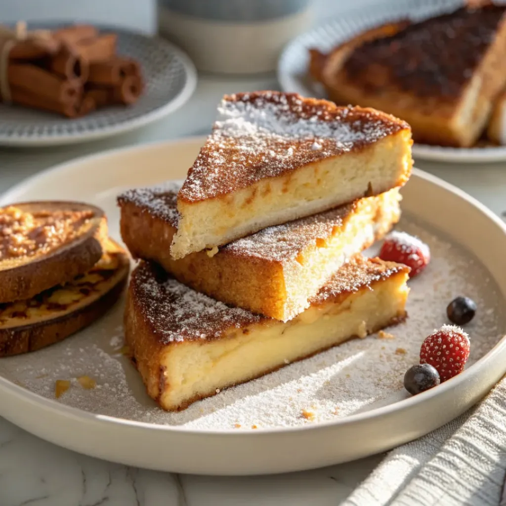 Crème brûlée French toast with caramelized sugar