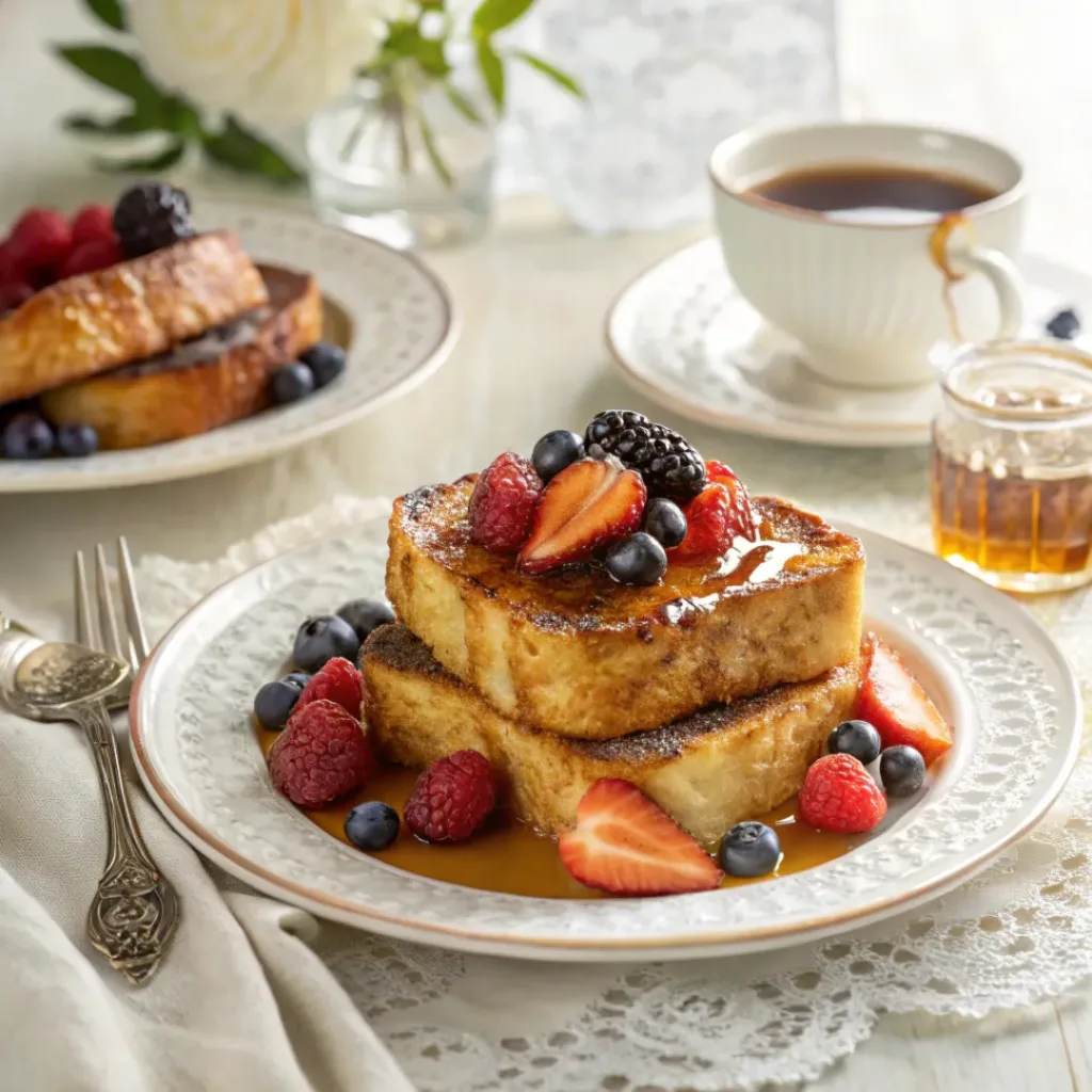 Crème brûlée French toast ready to serve