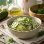 Fresh cucumber salad in a bowl