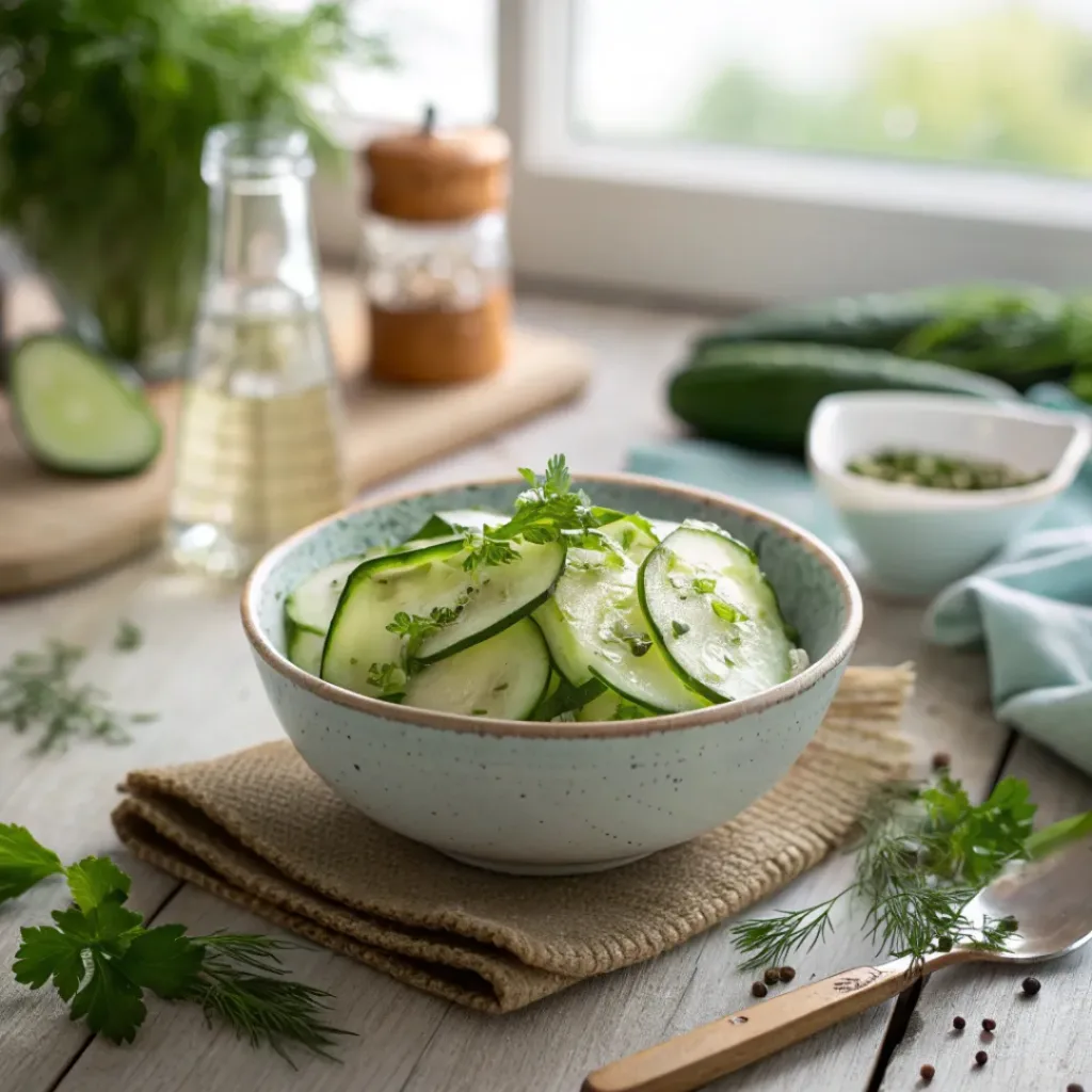 Cucumber salad ready to serve
